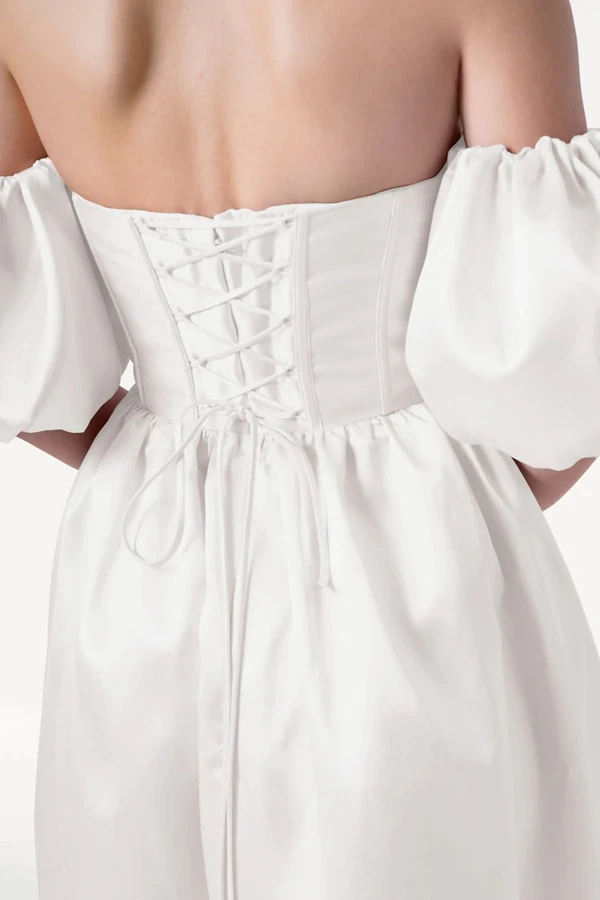 Blair Bridesmaid Dress in Ivory Satin Twill by TH&TH Blair Bridesmaid Dress in Ivory Satin Twill by TH&TH