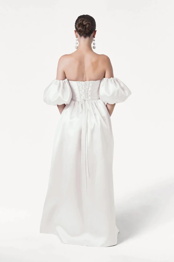 Blair Bridesmaid Dress in Ivory Satin Twill by TH&TH Blair Bridesmaid Dress in Ivory Satin Twill by TH&TH