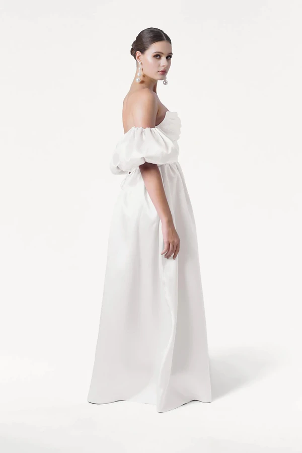 Blair Bridesmaid Dress in Ivory Satin Twill by TH&TH Blair Bridesmaid Dress in Ivory Satin Twill by TH&TH