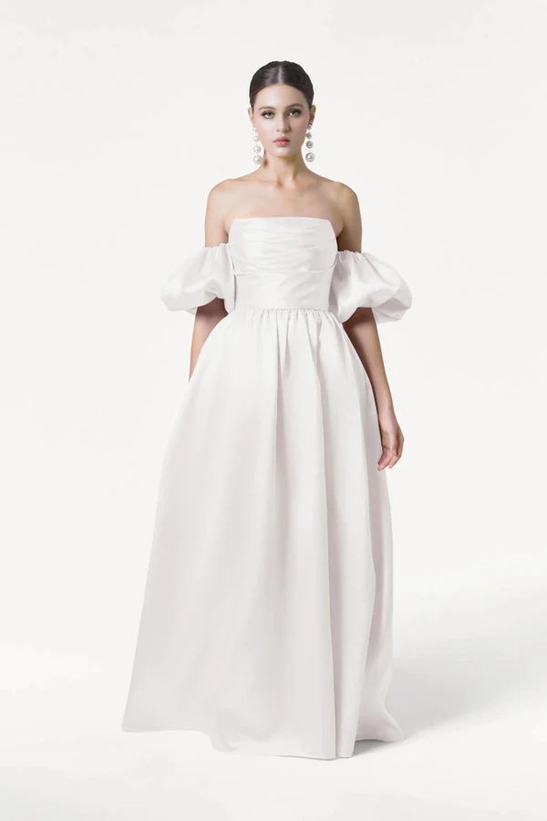 Blair Bridesmaid Dress in Ivory Satin Twill by TH&TH Blair Bridesmaid Dress in Ivory Satin Twill by TH&TH