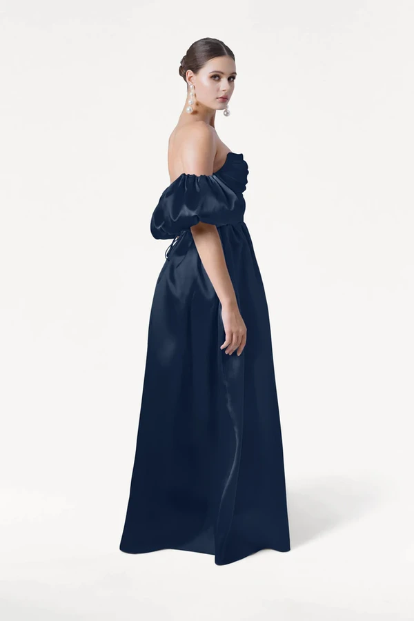 Blair Bridesmaid Dress in Navy Satin Twill by TH&TH Blair Bridesmaid Dress in Navy Satin Twill by TH&TH