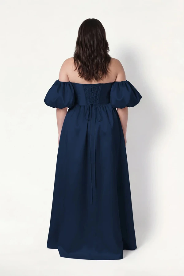 Blair Bridesmaid Dress in Navy Satin Twill by TH&TH Blair Bridesmaid Dress in Navy Satin Twill by TH&TH