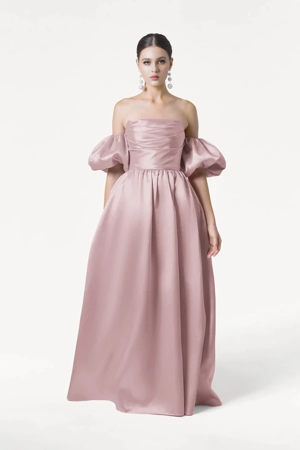 Blair Bridesmaid Dress in Smoked Blush Satin Twill by TH&TH Blair Bridesmaid Dress in Smoked Blush Satin Twill by TH&TH