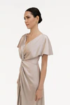 Camilla Champagne Neutral Bridesmaid Dress By TH&TH Front Detail