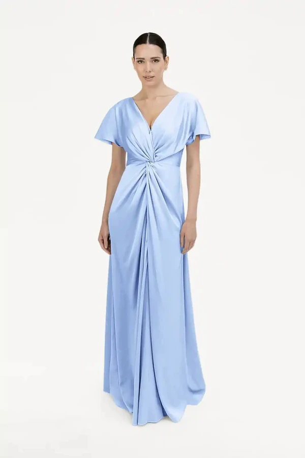 Camilla Dusty Blue Bridesmaid Dress by TH&TH Camilla Dusty Blue Blue Bridesmaid Dress By TH&TH Front