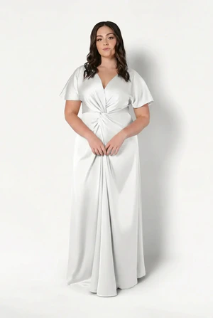 Camilla Ivory Neutral Bridesmaid Dress By TH&TH Curve Front