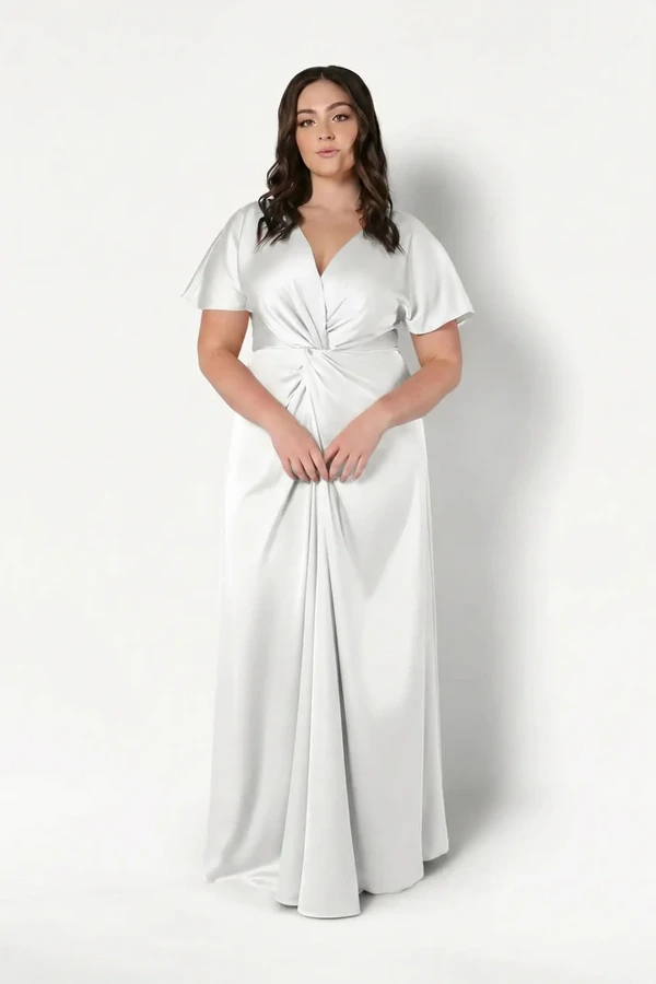Camilla Ivory Bridesmaid Dress by TH&TH Camilla Ivory Neutral Bridesmaid Dress By TH&TH Curve Front