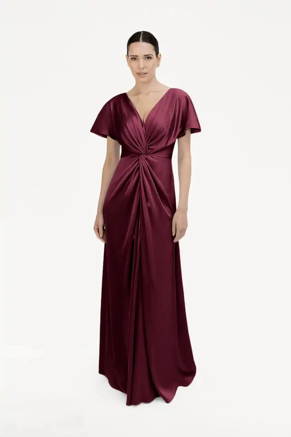 Camilla Bridesmaid Dress in Merlot Satin Camilla Bridesmaid Dress in Merlot Satin | Bridesmaids Only