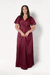 Camilla Merlot Burgundy Bridesmaid Dress By TH&TH Curve Front