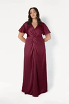 Camilla Merlot Burgundy Bridesmaid Dress By TH&TH Curve Front 2