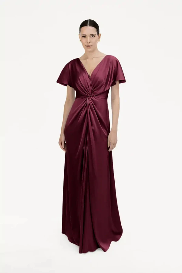 Camilla Merlot Bridesmaid Dress by TH&TH Camilla Merlot Burgundy Bridesmaid Dress By TH&TH Front