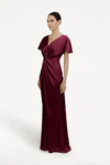 Camilla Merlot Burgundy Bridesmaid Dress By TH&TH Side Front