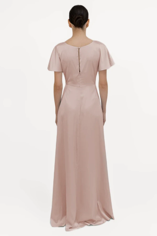 Camilla Short Sleeve Blush Pink Bridesmaid Dress By TH&TH Back Camilla Short Sleeve Blush Pink Bridesmaid Dress By TH&TH Back