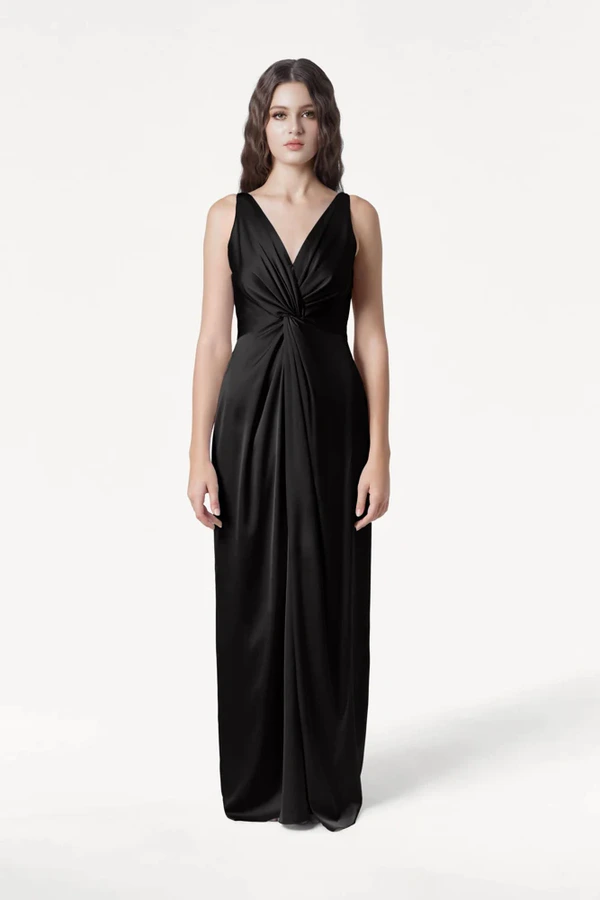 Carmen Black Front Bridesmaid Dress by TH&TH Carmen Black black bridesmaid dress by TH&TH, front view