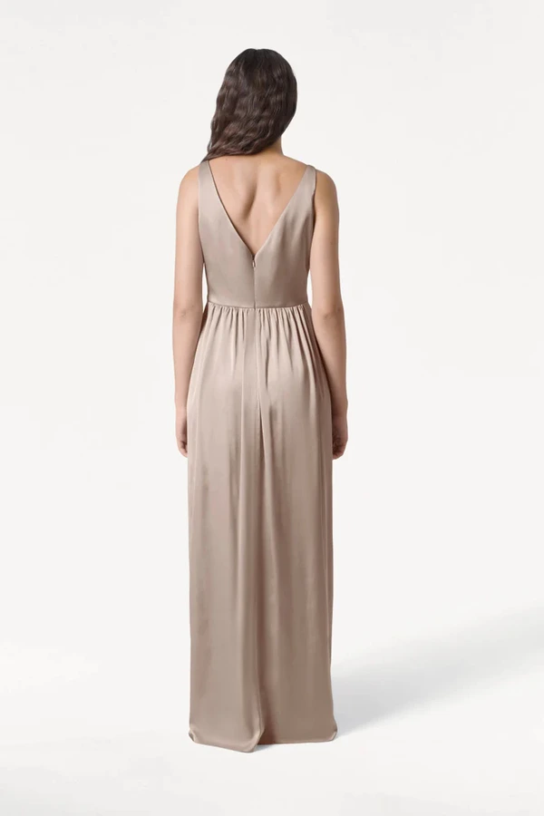 Carmen Champagne Sky Back Bridesmaid Dress by TH&TH Carmen Champagne Sky neutral bridesmaid dress by TH&TH, back view