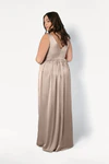 Carmen Champagne Sky neutral bridesmaid dress by TH&TH, curve back view