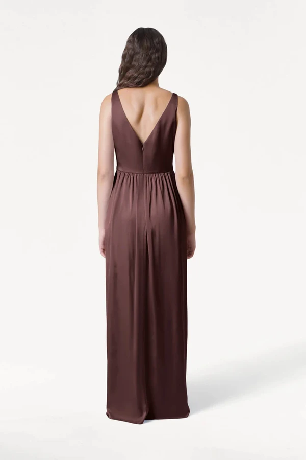 Carmen Chocolate Brown Back Bridesmaid Dress by TH&TH Carmen Chocolate Brown brown bridesmaid dress by TH&TH, back view