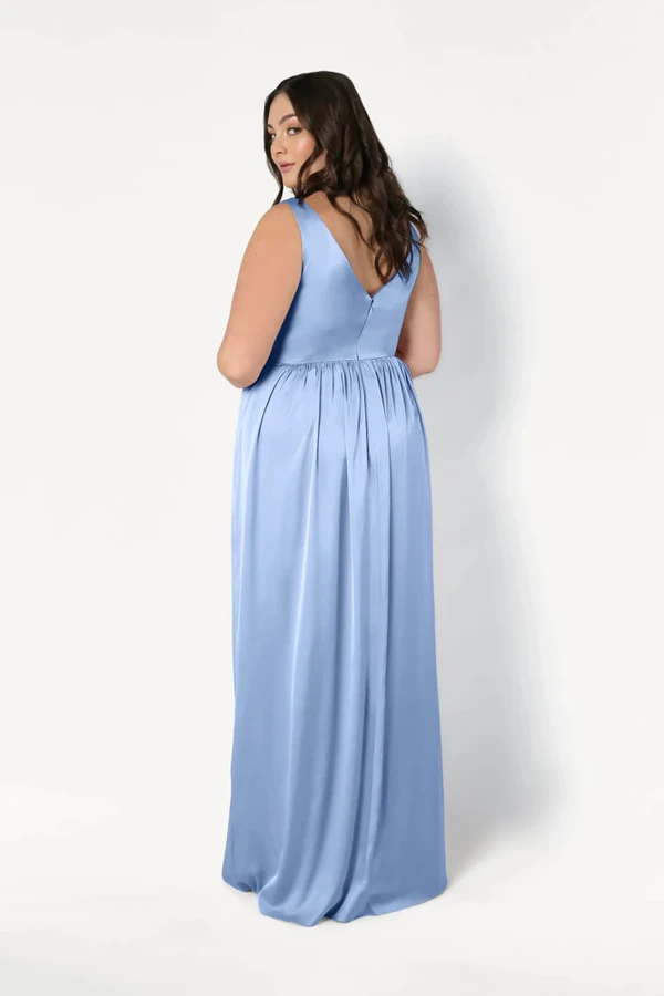 Carmen Dusty Blue Curve back Bridesmaid Dress by TH&TH Carmen Dusty Blue blue bridesmaid dress by TH&TH, curve back view
