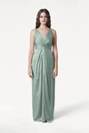 Carmen Dusty Eucalyptus green bridesmaid dress by TH&TH, front view