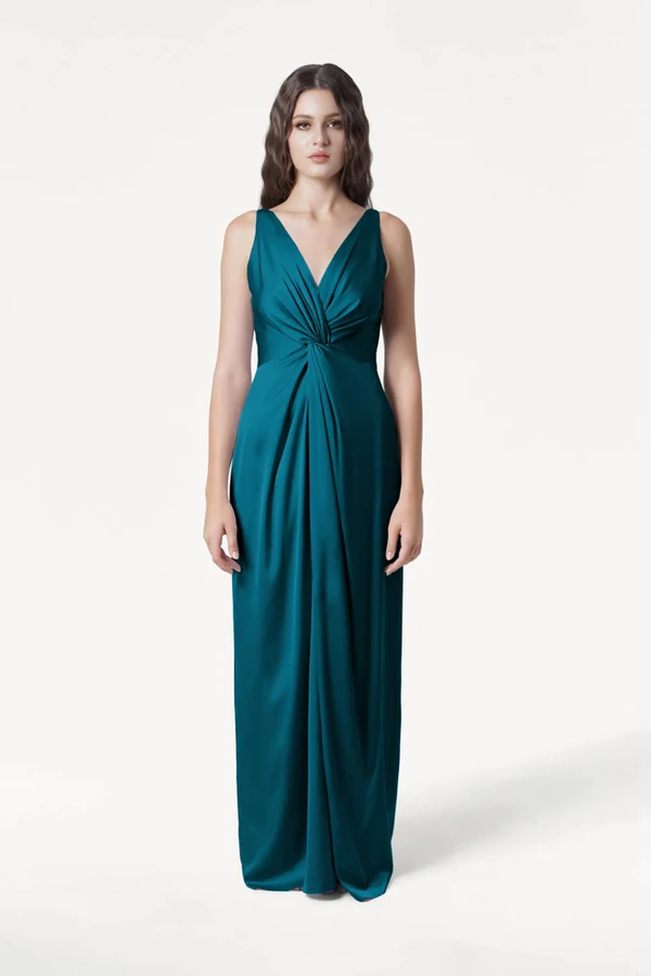 Carmen Emerald Dawn Front Bridesmaid Dress by TH&TH Carmen Emerald Dawn green bridesmaid dress by TH&TH, front view