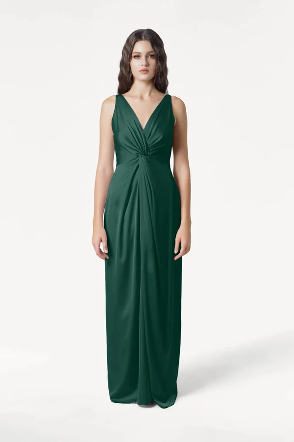 Carmen Forest Green Front Bridesmaid Dress by TH&TH Carmen Forest Green green bridesmaid dress by TH&TH, front view