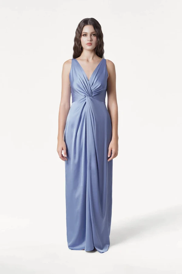 Carmen French Blue Front Bridesmaid Dress by TH&TH Carmen French Blue blue bridesmaid dress by TH&TH, front view
