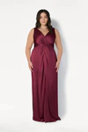 Carmen Merlot merlot bridesmaid dress by TH&TH, curve front view