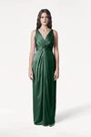 Carmen Olive Grove green bridesmaid dress by TH&TH, front view