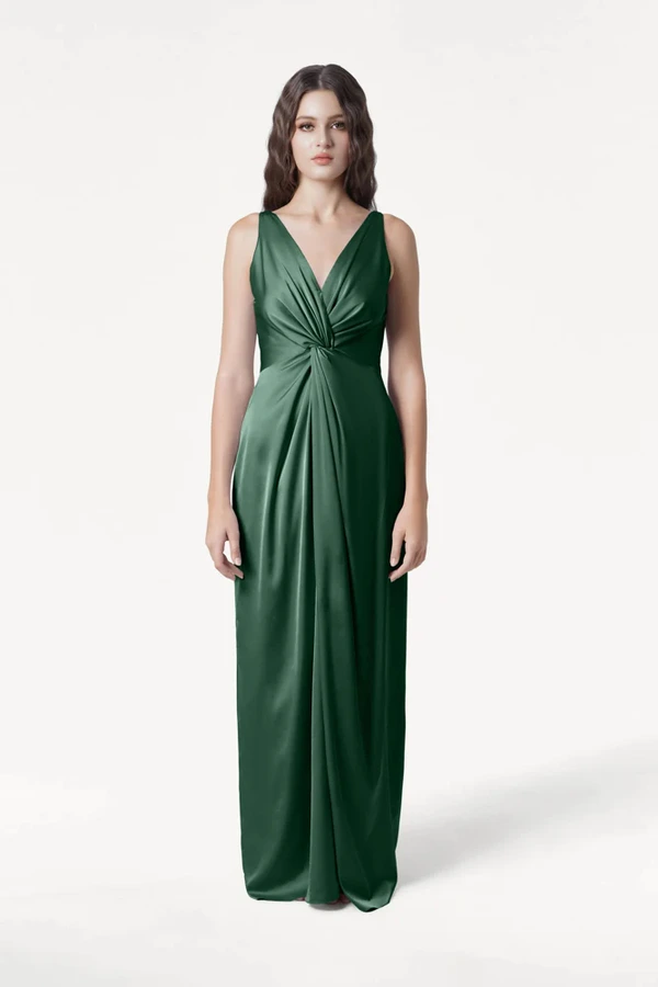 Carmen Olive Grove Front Bridesmaid Dress by TH&TH Carmen Olive Grove green bridesmaid dress by TH&TH, front view