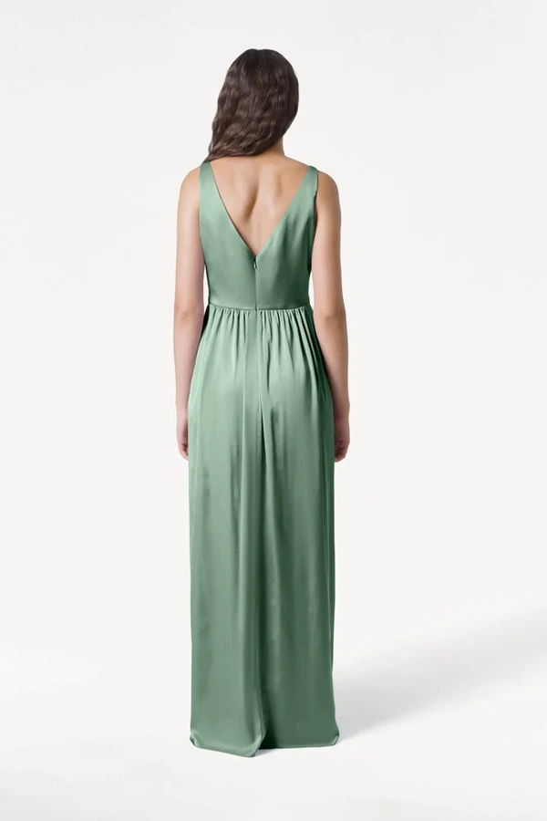 Carmen Sage Green Back Bridesmaid Dress by TH&TH Carmen Sage Green green bridesmaid dress by TH&TH, back view