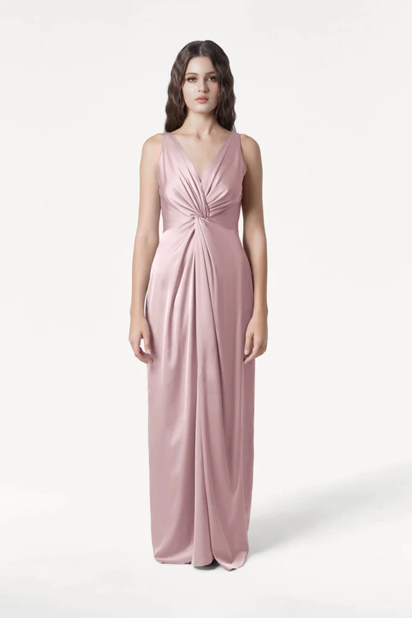 Carmen Smoked Blush Front Bridesmaid Dress by TH&TH Carmen Smoked Blush pink bridesmaid dress by TH&TH, front view