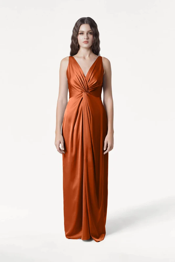 Carmen Terracotta Front Bridesmaid Dress by TH&TH Carmen Terracotta neutral bridesmaid dress by TH&TH, front view