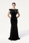 Cecelia Velvet Black Bridesmaid Dress by TH&TH – Front