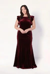 Cecelia Velvet Burgundy Bridesmaid Dress by TH&TH – View