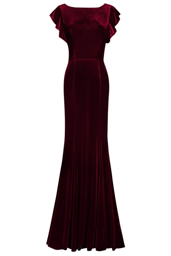 Cecelia Velvet Burgundy Bridesmaid Dress by TH&TH – View Cecelia Velvet Burgundy Bridesmaid Dress by TH&TH – View