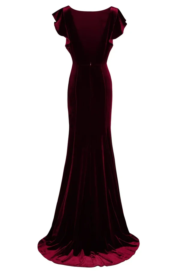 Cecelia Velvet Burgundy Bridesmaid Dress by TH&TH – View Cecelia Velvet Burgundy Bridesmaid Dress by TH&TH – View