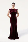 Cecelia Velvet Burgundy Bridesmaid Dress by TH&TH – Front