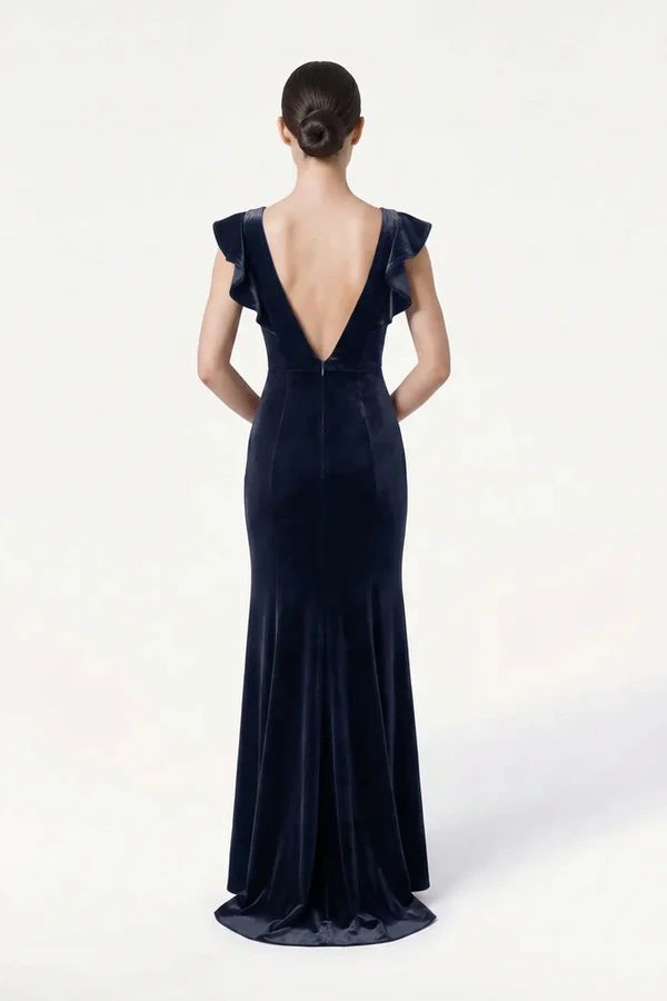 Cecelia Velvet Blue Bridesmaid Dress by TH&TH – View Cecelia Velvet Blue Bridesmaid Dress by TH&TH – View