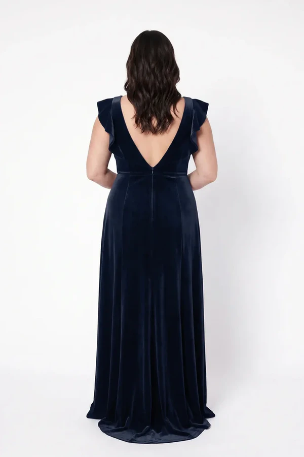 Cecelia Velvet Blue Bridesmaid Dress by TH&TH – View Cecelia Velvet Blue Bridesmaid Dress by TH&TH – View