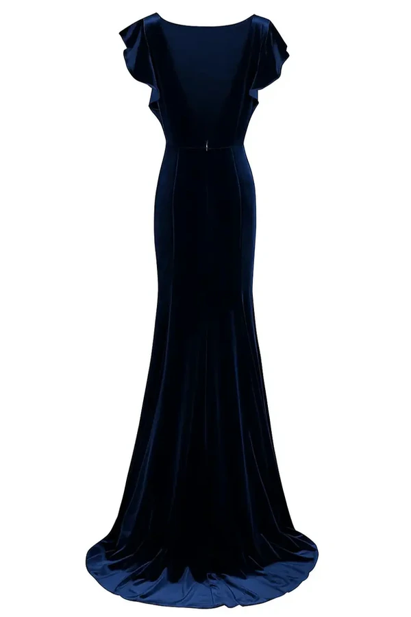 Cecelia Velvet Blue Bridesmaid Dress by TH&TH – View Cecelia Velvet Blue Bridesmaid Dress by TH&TH – View