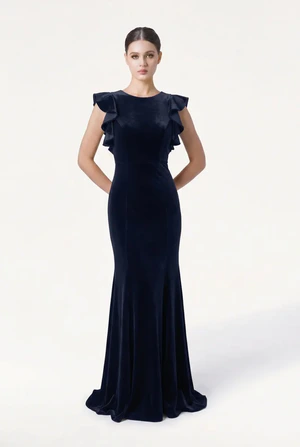 Cecelia Velvet Blue Bridesmaid Dress by TH&TH