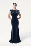 Cecelia Velvet Blue Bridesmaid Dress by TH&TH – Front
