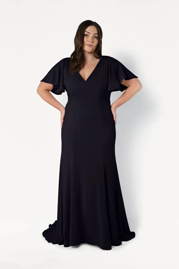 Celeste Black Bridesmaid Dress by TH&TH – Curve Front Celeste Black Bridesmaid Dress by TH&TH – Curve Front
