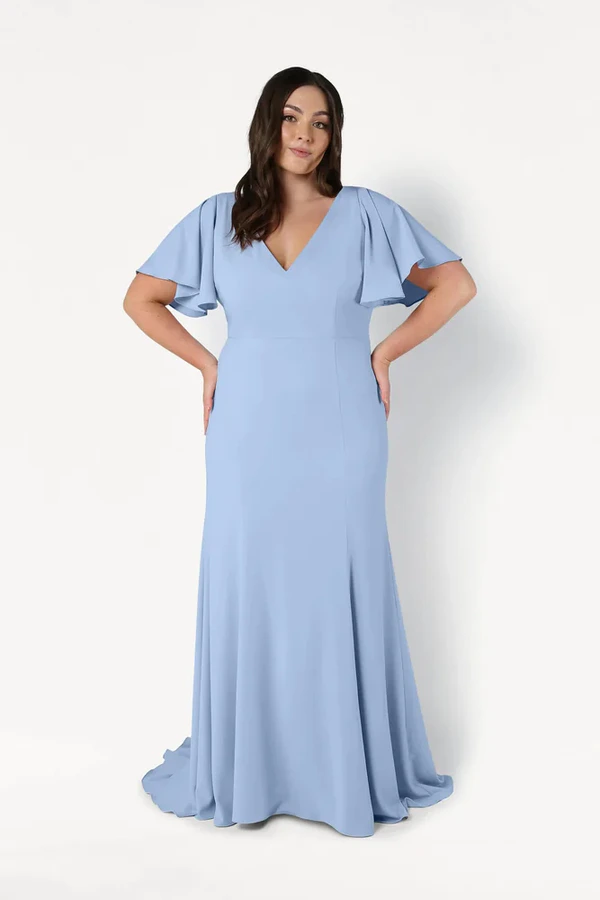 Celeste Blue Bridesmaid Dress by TH&TH – Curve Front Celeste Blue Bridesmaid Dress by TH&TH – Curve Front