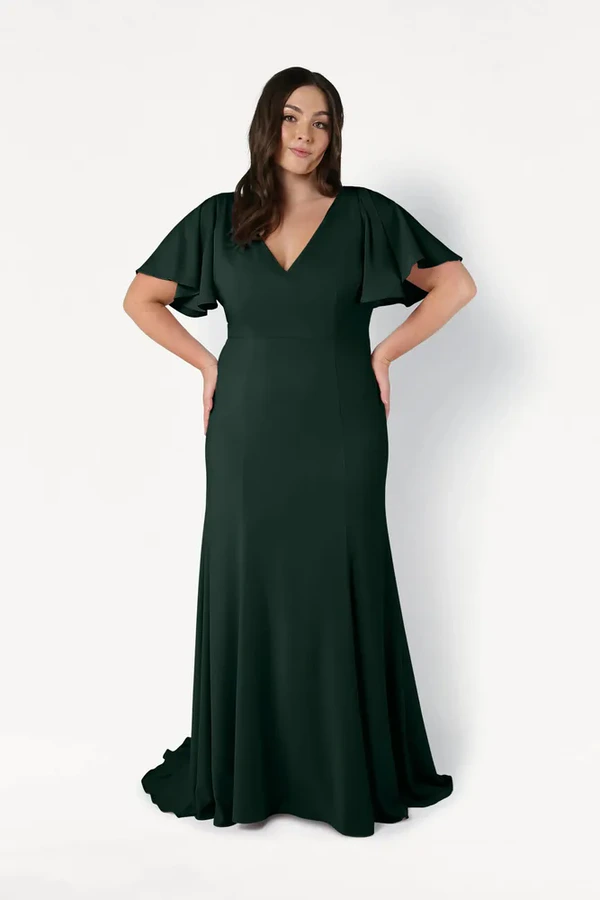 Celeste Green Bridesmaid Dress by TH&TH – Curve Front Celeste Green Bridesmaid Dress by TH&TH – Curve Front