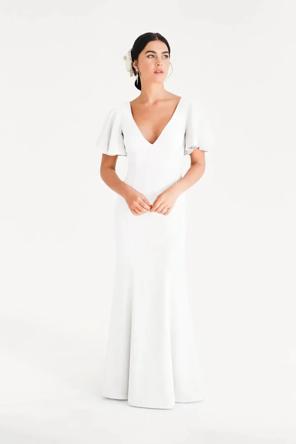 Celeste Neutral Bridesmaid Dress by TH&TH – Front Celeste Neutral Bridesmaid Dress by TH&TH – Front