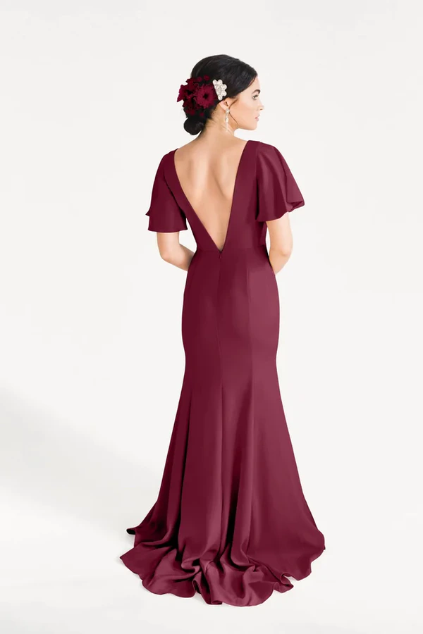 Celeste Burgundy Bridesmaid Dress by TH&TH – Back Celeste Burgundy Bridesmaid Dress by TH&TH – Back