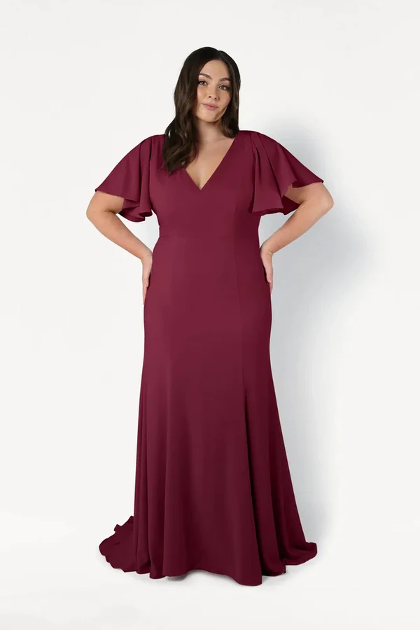 Celeste Burgundy Bridesmaid Dress by TH&TH – Curve Front Celeste Burgundy Bridesmaid Dress by TH&TH – Curve Front