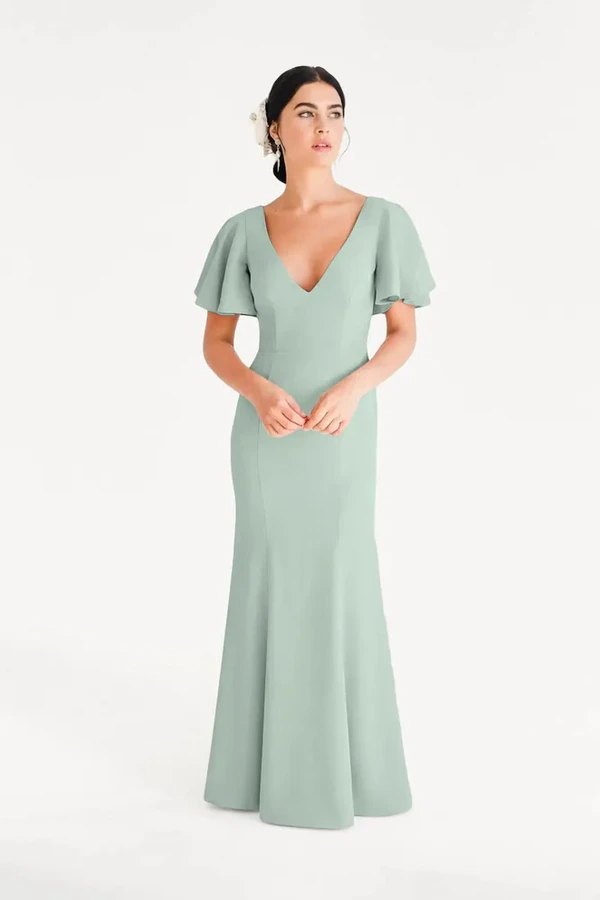 Celeste Green Bridesmaid Dress by TH&TH – Front Celeste Green Bridesmaid Dress by TH&TH – Front