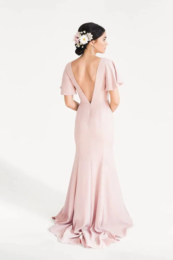 Celeste Pink Bridesmaid Dress by TH&TH – Back Celeste Pink Bridesmaid Dress by TH&TH – Back